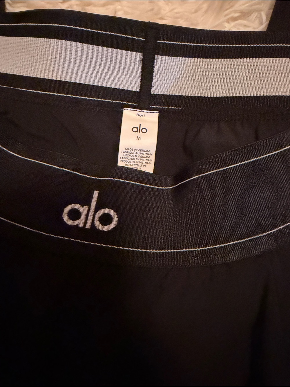 ALO women Black Leggings with White Logo Trim